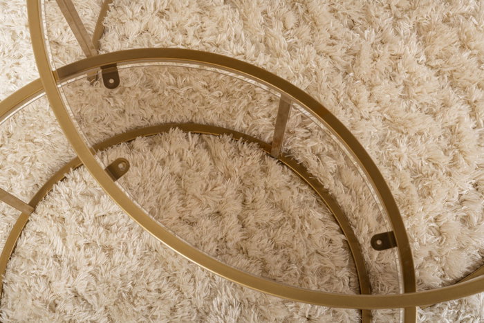 Nordure Juego de Mesas de Café 80, 60 cm Vidrio Templado y Metal Dorado, Bronce